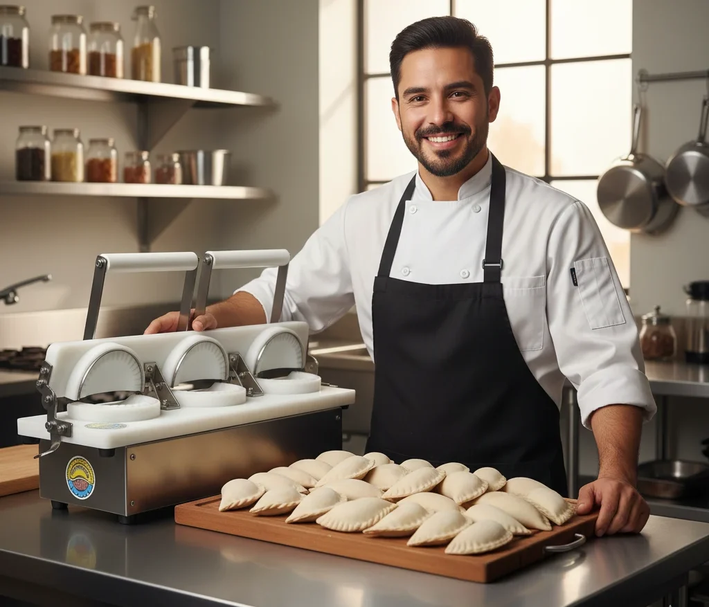 Industrial-grade food press for making perfect empanadas.