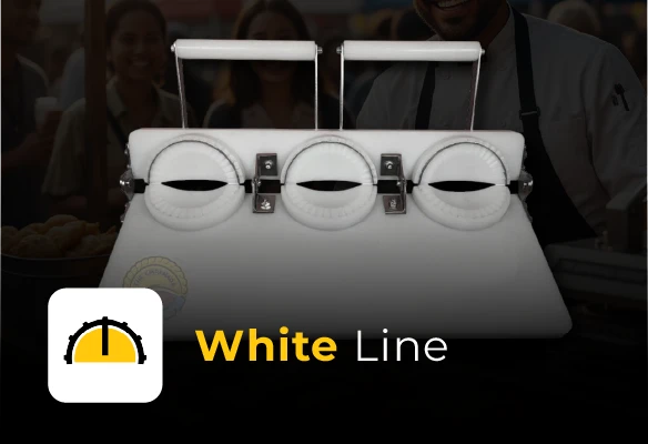 High-speed empanada sealer for large scale food production.