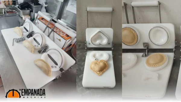 Commercial empanada production line for large scale manufacturing